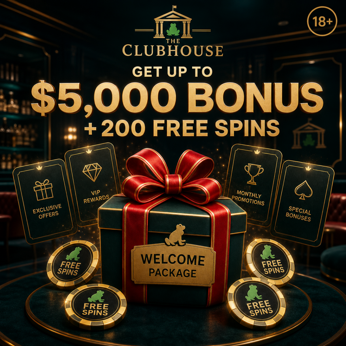 The Clubhouse welcome bonus and free spins